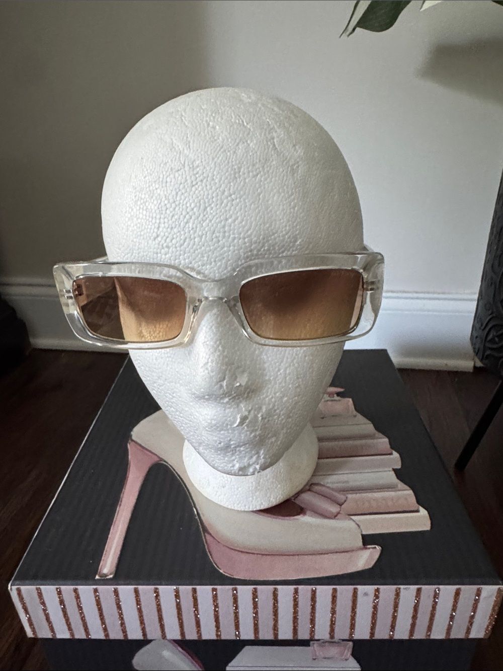 Guess Clear Frame Sunglasses with Brown Gradient Lenses